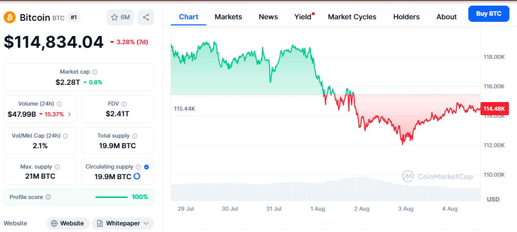 Bitcoin Price Chart - CMC Data