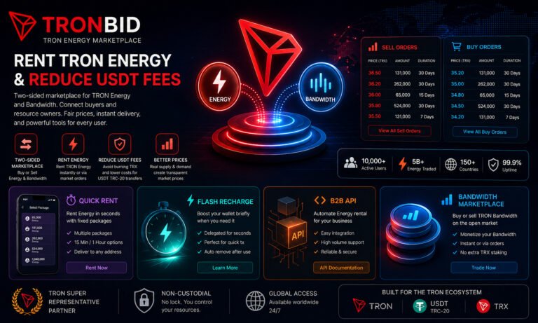 Rent TRON Energy and Reduce USDT Fees : TronBid Expands Marketplace