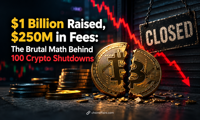 $1 Billion Raised, $250M in Fees: The Brutal Math Behind 100 Crypto Shutdowns