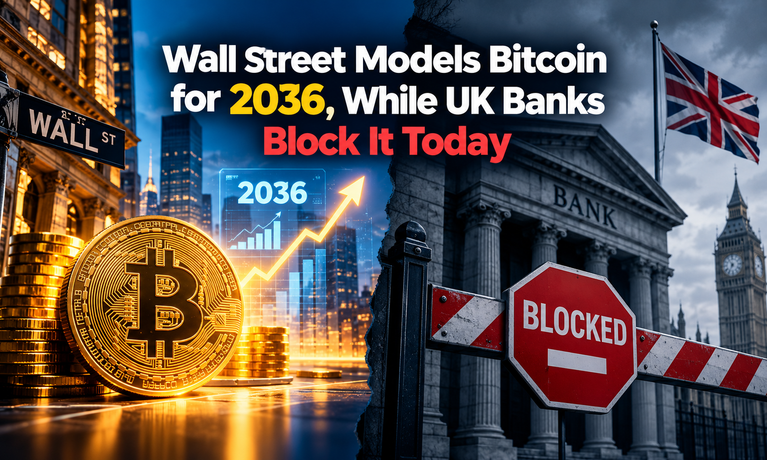 Wall Street Models Bitcoin for 2036, While UK Banks Block It Today